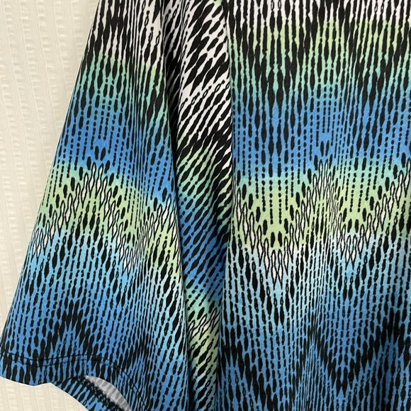 Per Seption Concept Tunic Top Women 1X Black White Red Chevron 3/4 Sleeve Blouse - Picture 5 of 16